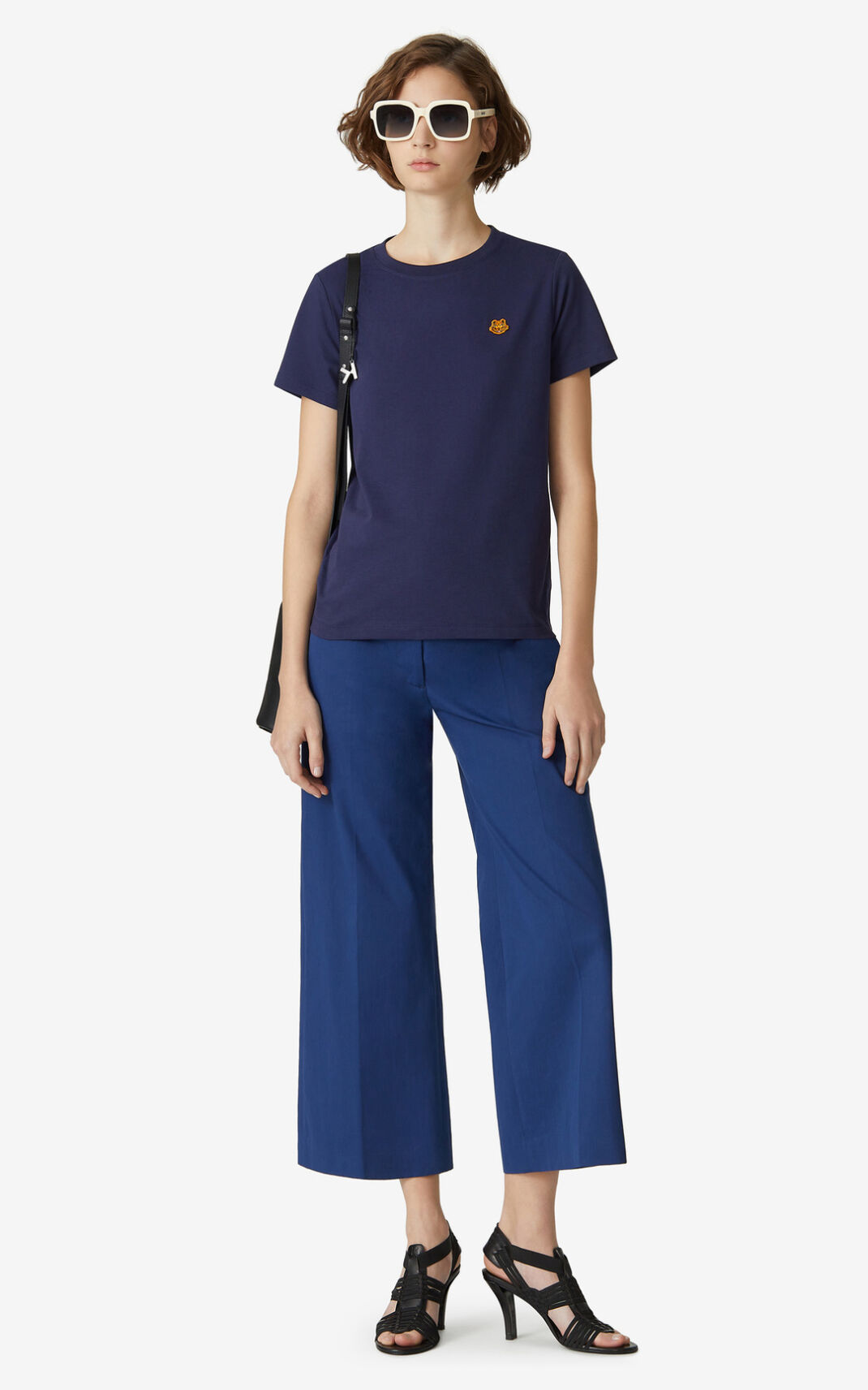 Kenzo Tiger Crest T Shirt Navy Blue For Womens 4830FKTIL